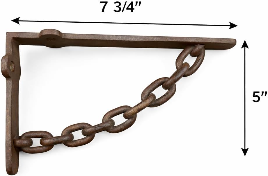 4 Cast Iron Rustic Chain Brackets Braces Bookshelf Brackets