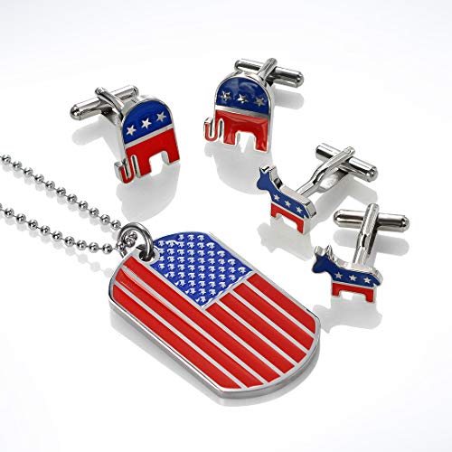 Mancuernillas Bling Jewelry Animal Asno USA Enamel Plata miniatura 4