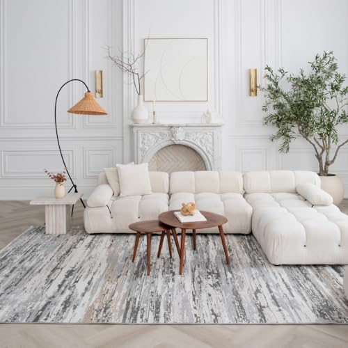 Rug Branch Nord 4' x 6' (3'11" x 5'7") Grey/Beige Abstract Indoor Area Rug, Contemporary, Medium Pile, Stain-Resistant Carpet - Living Room, Bedroom, Dining Room, and Kitchen by Rug Branch - Image 2