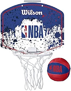 Wilson Mini NBA-Team Basketball Hoop, NBA-Logo, Plastic, Red/White/Blue