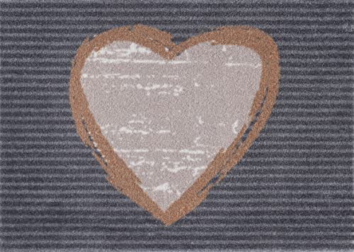 Casita Living Diseño de corazón gris, 50 x 70 cm, interior y exterior, lavable, multicolor