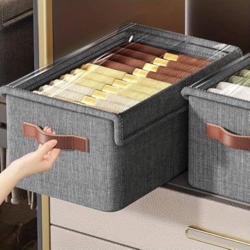 Image of Kian PVC Storage Basket With Lid and without lid Clothes Organizer Storage Box Steel Frame Wardrobe Organizer Foldable Clothes Storage Box 26 Liter (Pack of 1) (Grey)