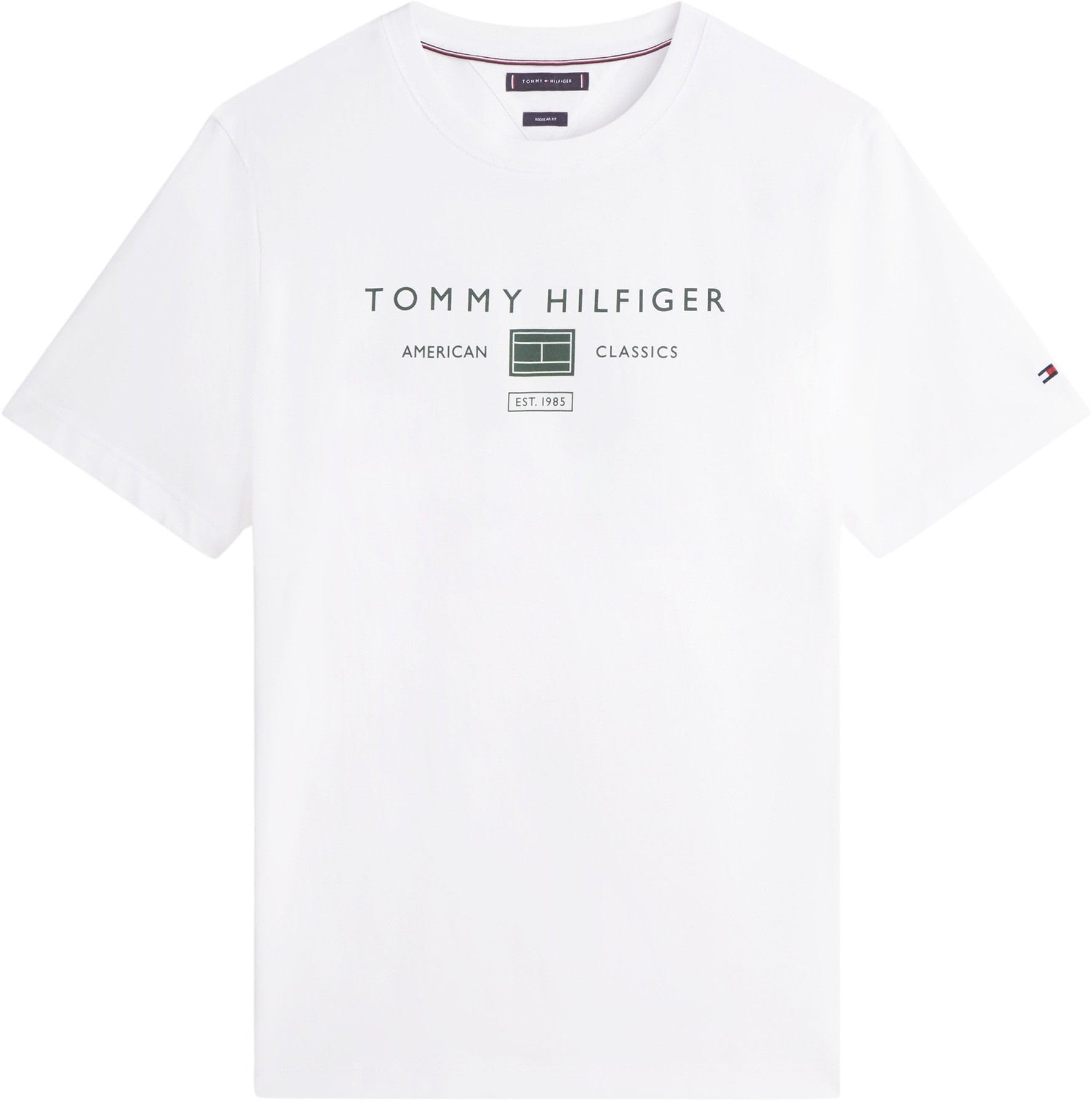 Tommy Hilfiger Men's Brand Love Mono Stack Tee MW0MW42365 S/S T-Shirt, White, S