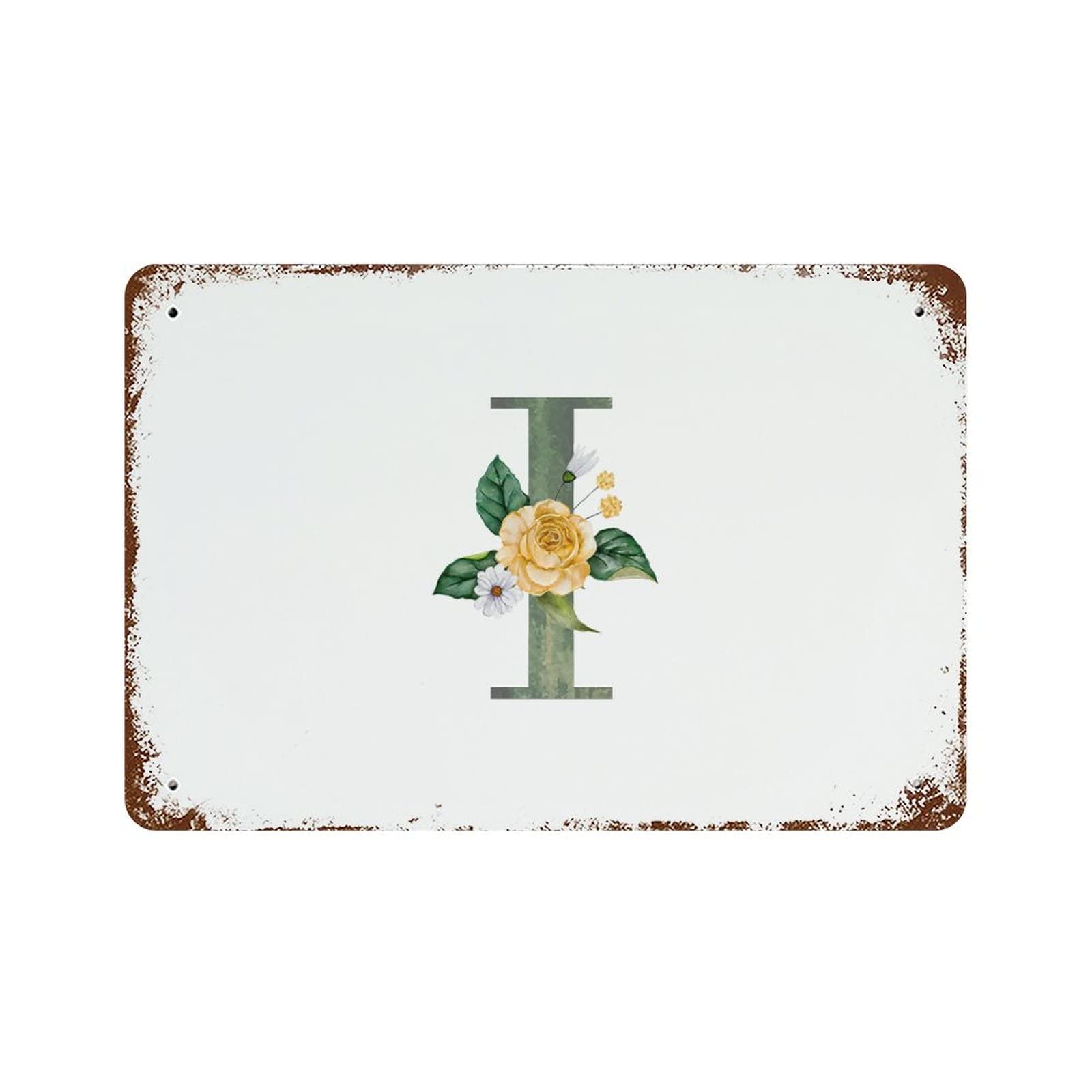 Lettre monogramme florale jaune I pour décorer votre cuisine ou coin café