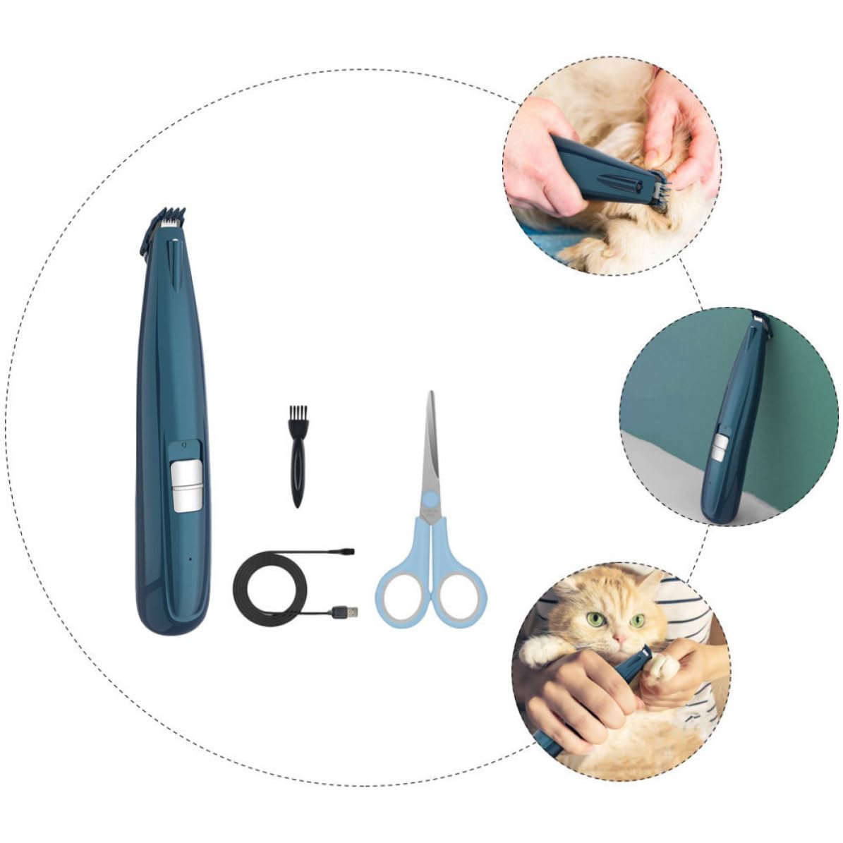 Happyyami Recortador de Pelo para Patas de Perros y Gatos Diseño Ruido y Material Abs Resistente, Herramienta Eléctrica Portátil para Peluquería Canina