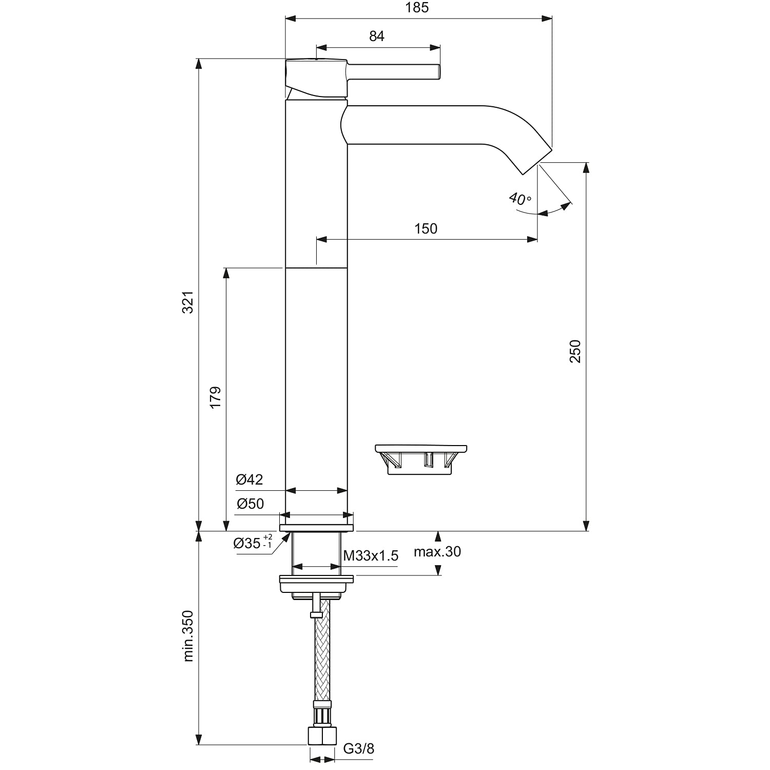 Ideal Standard BD137XG Ceraline bateria umywalkowa z zaworem Push-Open
