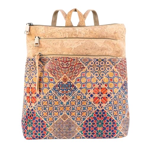 DeCarbonize Mujer Mochila Corcho Cuero Vegano...