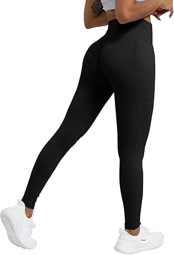 High Waisted Leggings for Women - No See Through Tummy Control Cycling Workout Yoga Pants with Pockets Reg & Plus