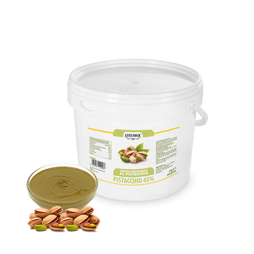 LUSCIOUX Crema Anidra Pistacchio 45% per Farcitura - Secchiello da 3 Kg