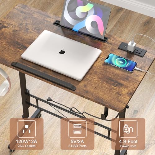 Image of SIDUCAL Standing Desk Height Adjustable with Tiltable Tabletop, Rustic Brown