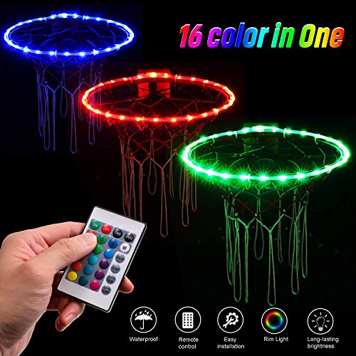 Waybelive Led Basketball Hoop Lights, Remote Control Basketball Rim Led Light, 16 Color Change By Yourself, Waterproof，Super Bright To Play At Night Outdoors,Good Gift For Kids #TOP1