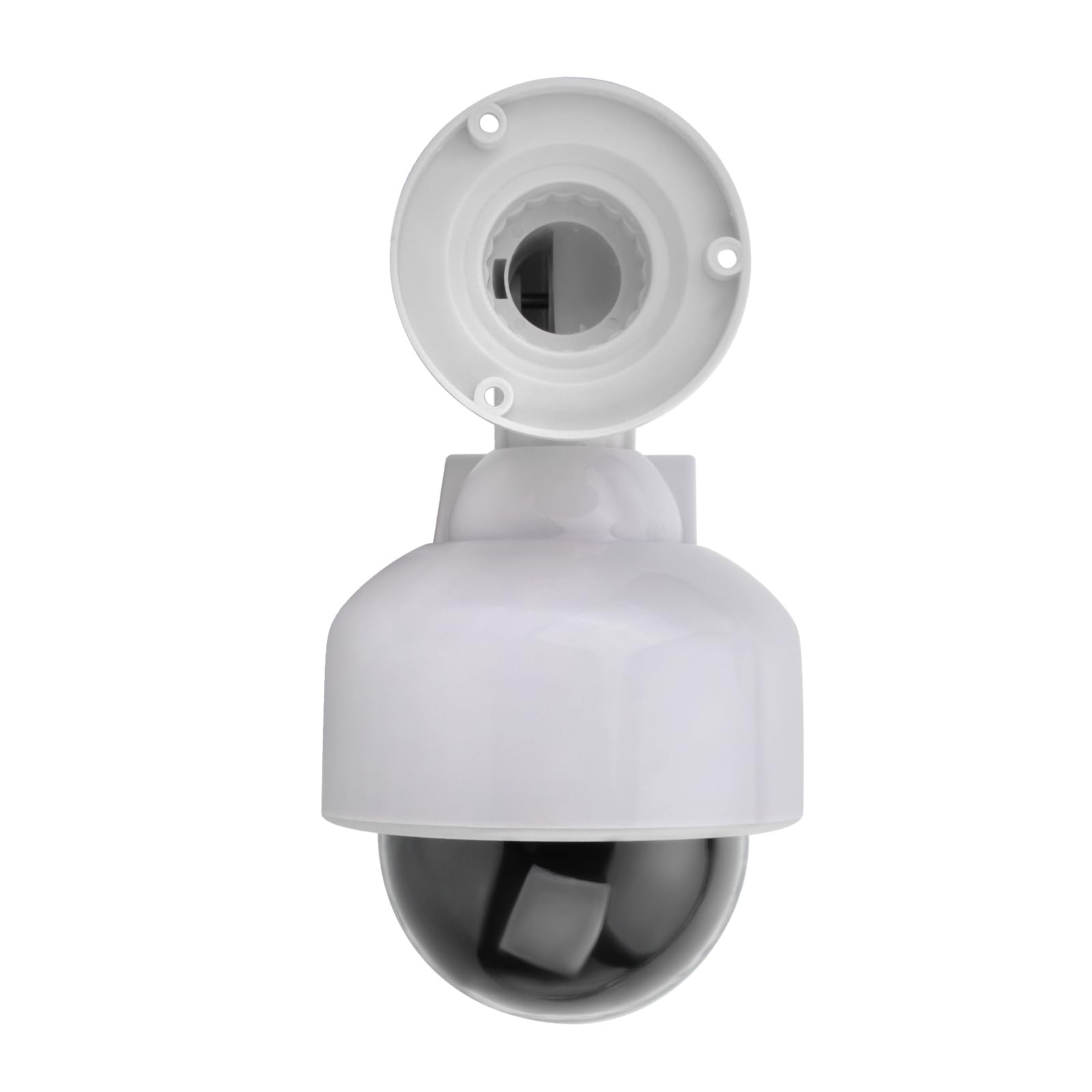 Fausse caméra de vidéosurveillance dôme factice, à énergie solaire simulée avec lumière LED rouge clignotante et autocollant d'avertissement pour la maison, le jardin et les affaires,