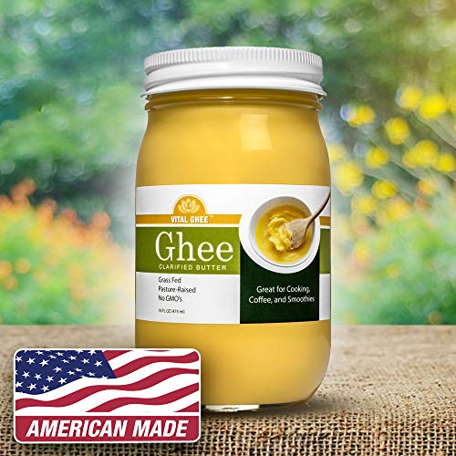Grass Fed Organic Ghee Clarified Butter From Grass-Fed Cows Paleo Ayurvedic Gluten-Free Non-Gmo - Made In Usa (Glass Jar) #TOP4