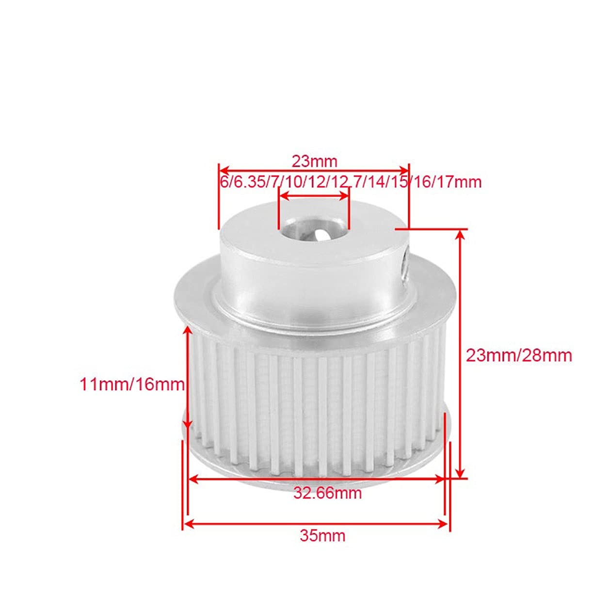 Timing Pulley 35 Teeth 3_M Timing Pulley, Bore 8/10/12/14/15/16mm, for Width 9/10/15mm HTD 3_M Synchronous Belt, HTD3M 35T, Width Keyway (NO.1281)(Width 10,Bore 10mm/Keyway 3x1.4)