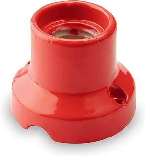 AMARCORDS - Soporte de lámpara de porcelana, casquillo E27, base portalámparas color vintage ROJO