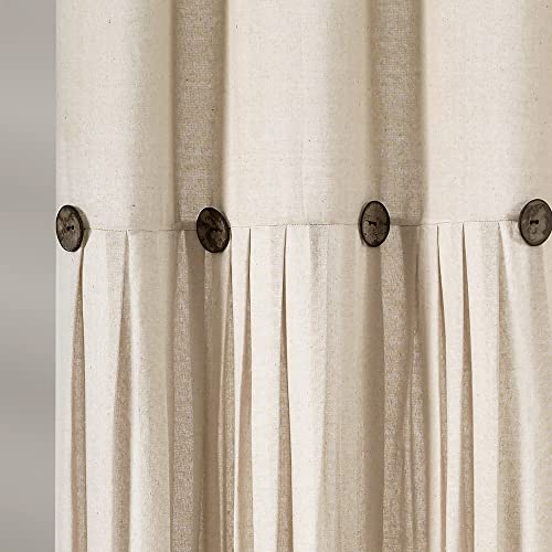 Image of Lush Decor Linen Button Shower Curtain, 72 inch W x 72 inch L, Dark Linen - Beige Shower Curtain Fabric - Rustic Bathroom Curtain - Farmhouse Bathroom Decor