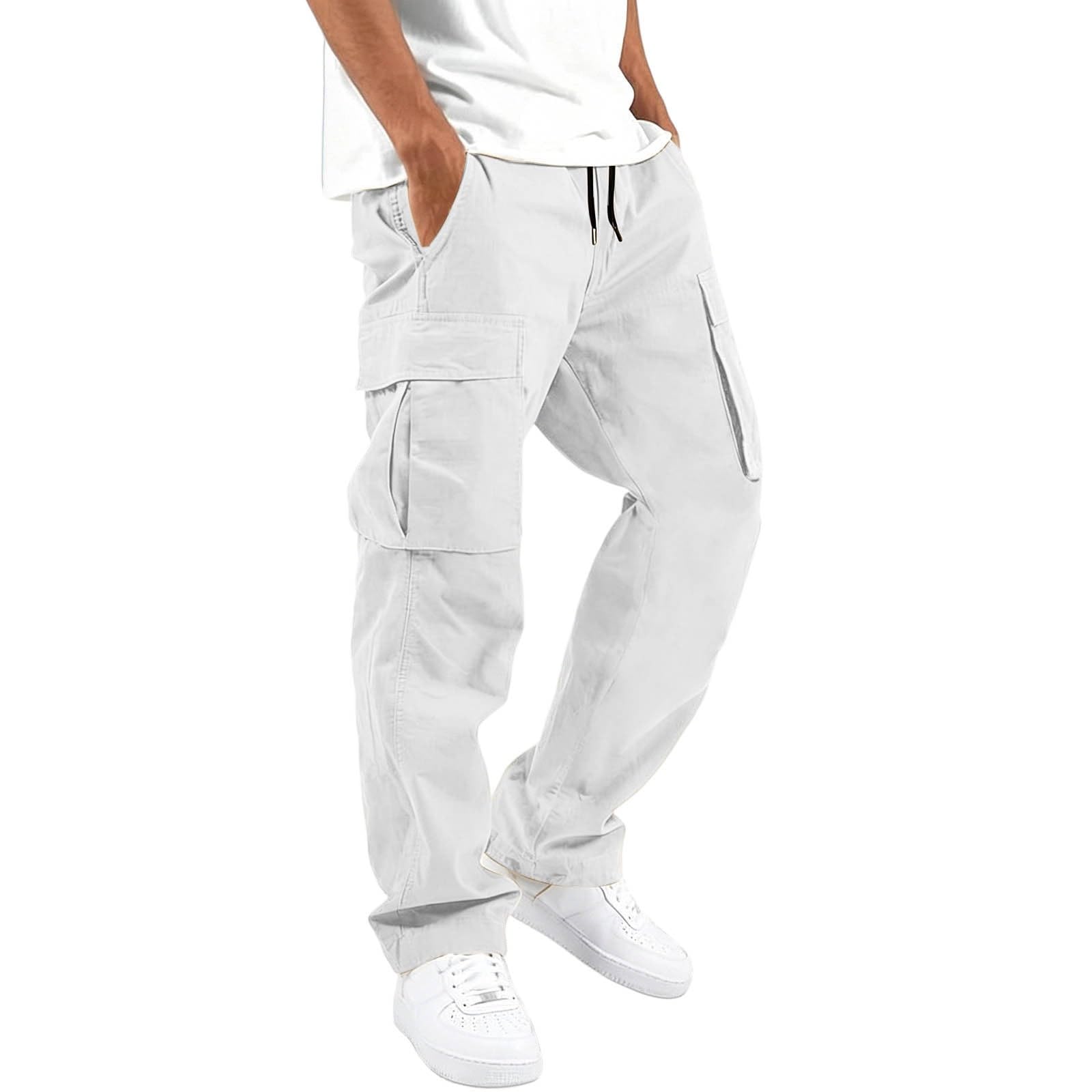 Cargohose Herren Lange Jogginghose Outdoorhose Baggy Hose Freizeithose PantsLang Jogger Sporthose Elastischer Taille mit Kordelzug Sweatpants Taschen Lang