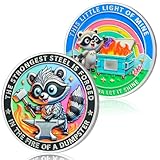 This Little Light of Mine Dumpster Fire Coin, Cute Raccoon Dumpster Fire Challenge Coin - Funny Office Desk Accessories - Novelty Pocket Token - Inspirational Office Gifts for Men Women