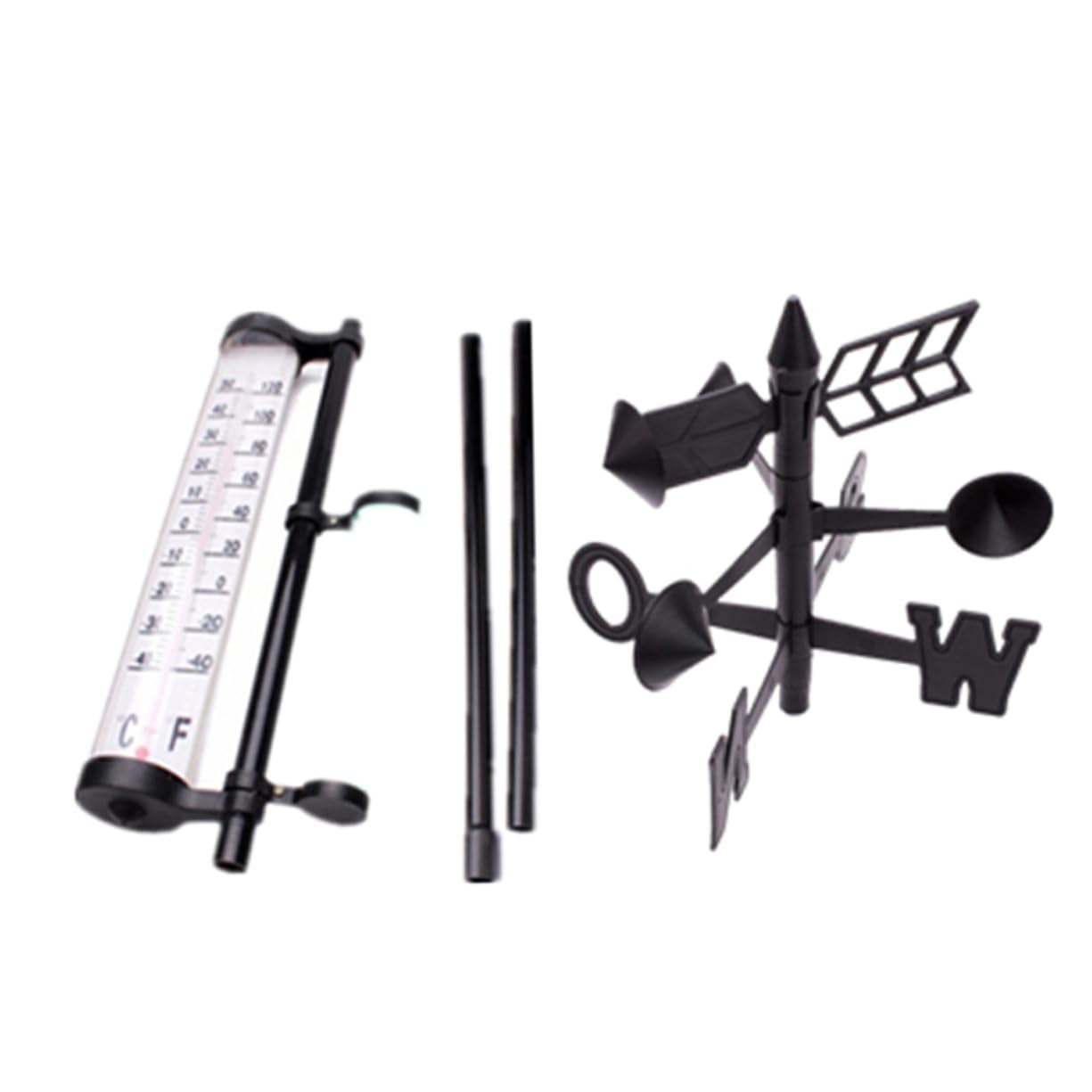Windrichtungsmesser Regenmesser Thermometer 2 Satz Kunststoff | Außenmessgerät für Garten und Landwirtschaft, Klassisches Ornament für Dekoration