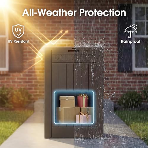 Image of Greesum 52 Gallon Deck Box, Waterproof Storage Container, Dark Brown