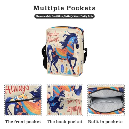 Blue Horse Watercolor messenger bag for women crossbody crossbody bag men Womens Casual Purses Adjustable Strap for work Shopping2