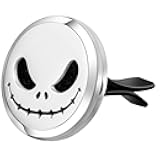 Wild Essentials Jack Skullington Essential Oil Car Vent Diffuser, Stainless Steel Locket Pendant with 12 Color Refill Pads, Customizable Color Changing Air Freshener for Aromatherapy