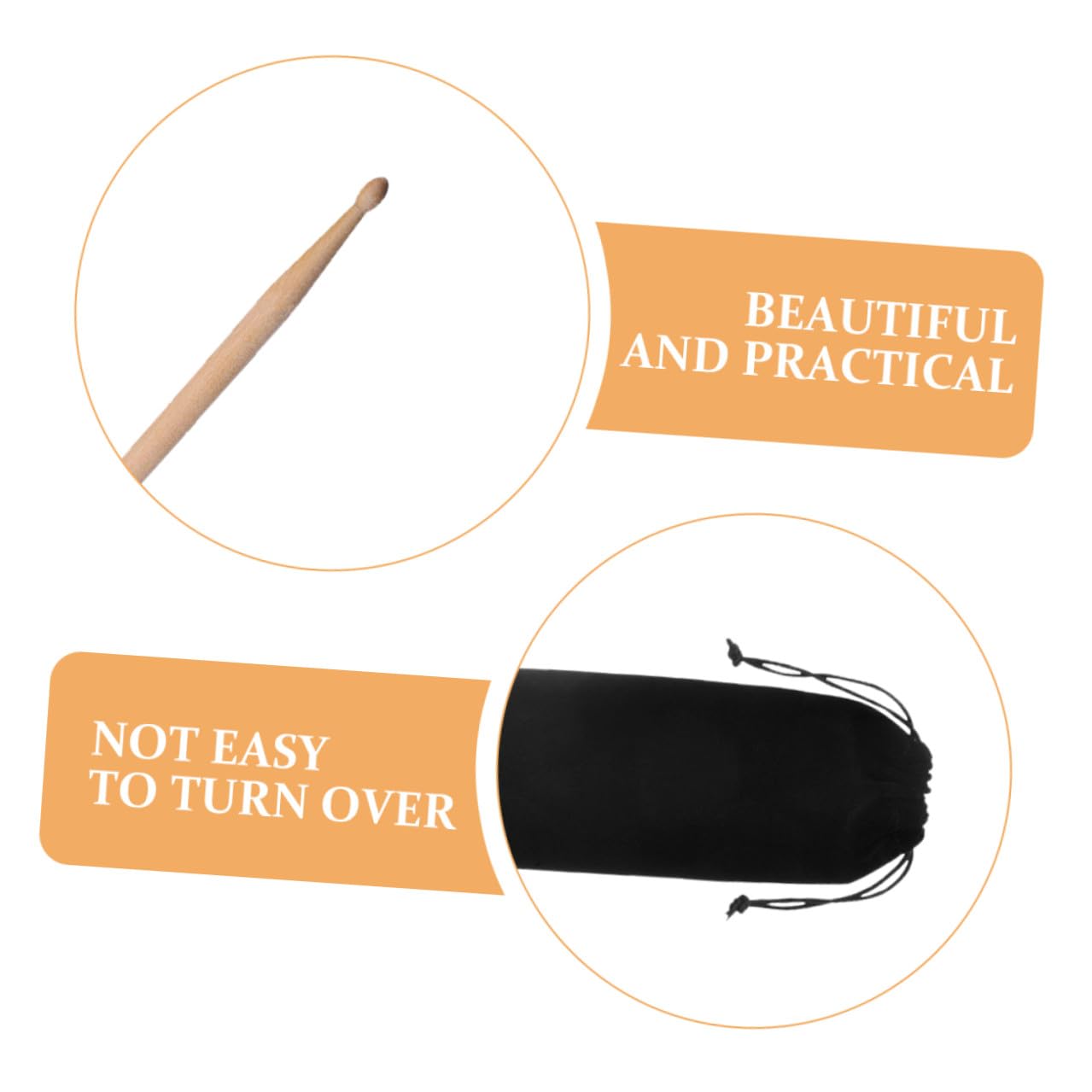 Abaodam 2sets Baguettes de Batterie en Bois D'érable avec Paquet en Tissu pour Améliorer la Performance Non Glissantes Paquet à Baguettes Accessoires de Percussion pour Professionnels