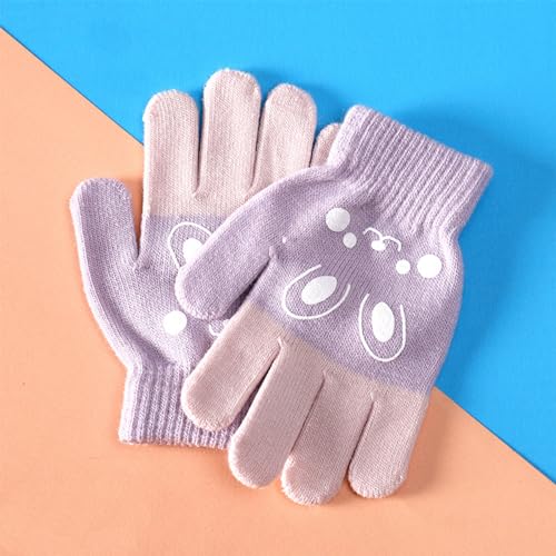 Cartoon Bear Cat Pattern Glove Winter Warm Gloves Boys Girls Kids Outdoor Playing Winter Gloves for 4-8 Years Old2