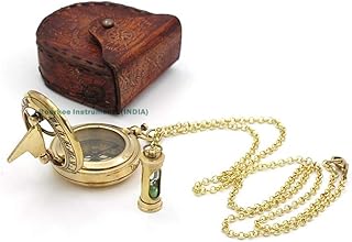 RII Nautical Vintage Directional Magnetic Necklace Compass with Famous Scripture Quote Engraved Baptism Gifts with Leather/Wooden Case for Loved Ones, Son, Love, Partner