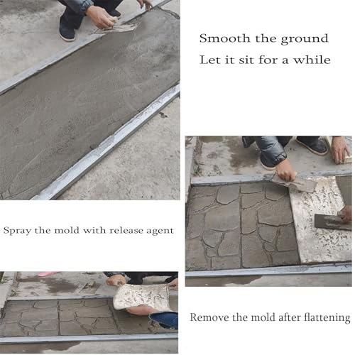 Formy do pieczątek betonowych na patio ogrodowe, wielokrotnego użytku, do dekoracyjnego wzoru kamienia, 60 x 30 cm