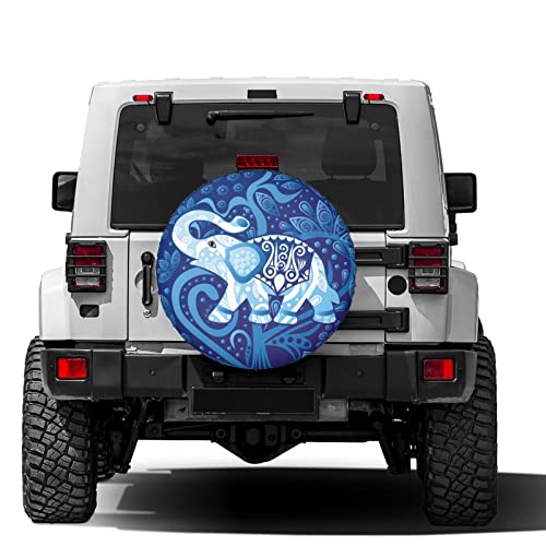 Image of Delerain Blue Elephant Spare Tire Covers Waterproof Dust-Proof Spare Wheel Cover Universal Fit for Trailer, RV, SUV, Truck and Many Vehicle (17 Inch for Diameter 31 inch-33 inch)