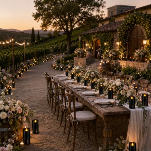 Image of Flameless Candles 3 inchD X 6 inchH Set of 2 Outdoor Indoor Pillars Battery Operated Flickering Candles Include 10-Key Remote Timer Function, Fake Plastic Pillar Candles for Aniversary, Christmas Decor