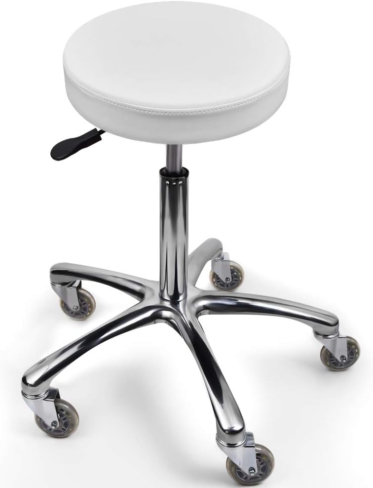 Adjustable Stool and Black Round Chair or Salon & Spa Stool Metal Skeleton