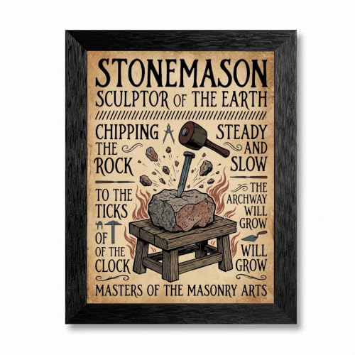 Vintage Stonemason Framed Canvas Art
