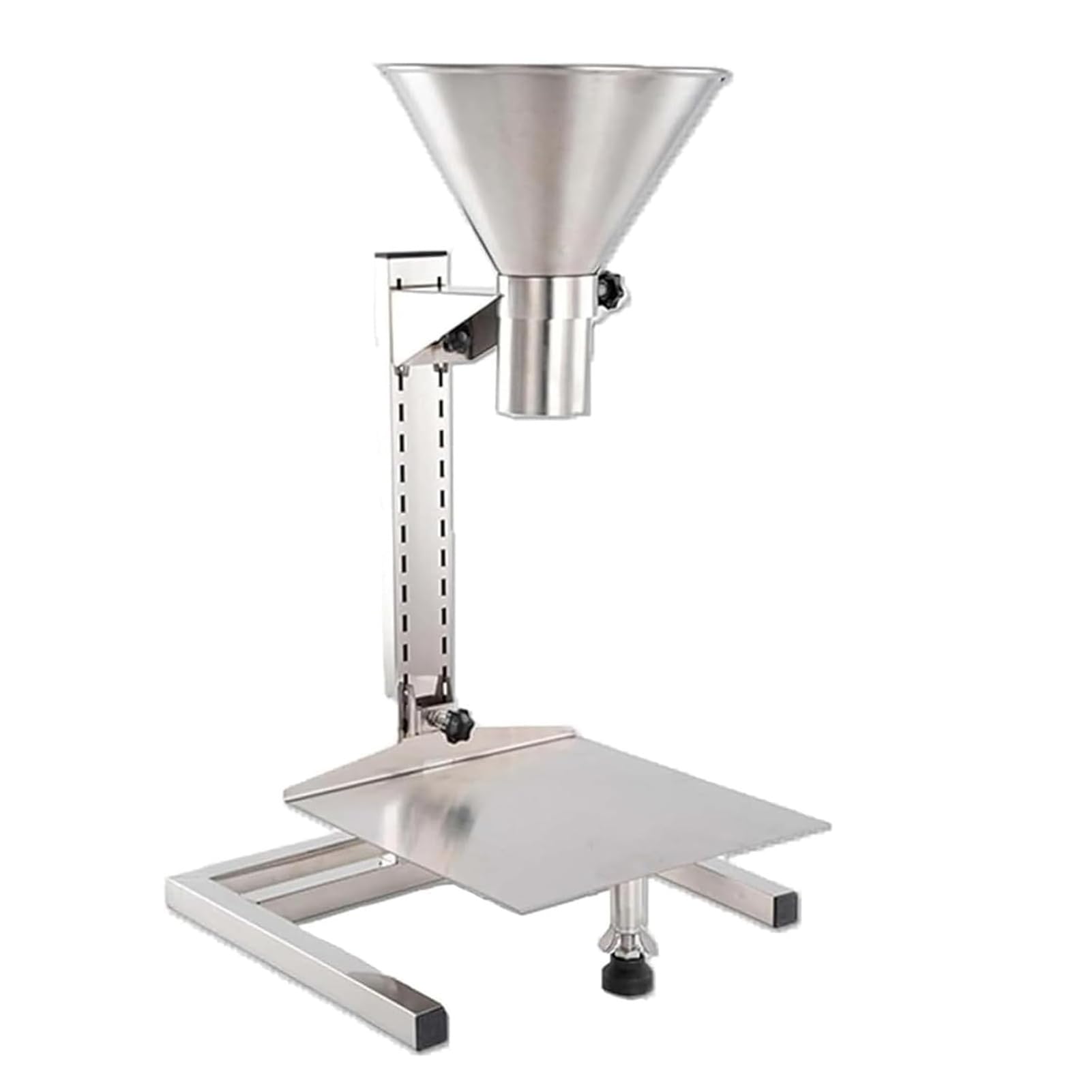 Genérico Embudo Comercial de Acero Inoxidable con Soporte, tolva de alimentación de Acero Inoxidable, Embudo de llenado Manual, con Soporte y Plataforma elevadora(5CM)
