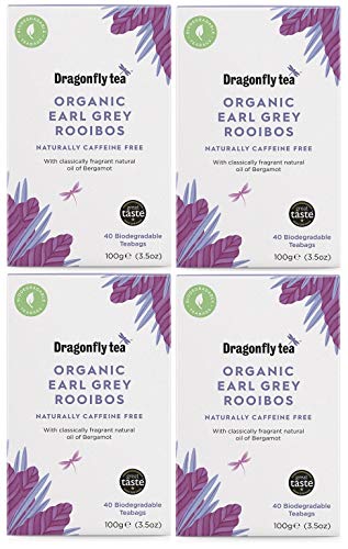 (4 Pack) - Dragonfly Tea - Earl Grey Rooibos Tea | 40 Bag | 4 Pack Bundle