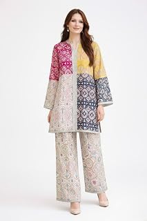Aashmira Women's Multicolor Block Print Tunic and Palazzo Set, Long Sleeve, Traditional Ethnic Wear (Rayon) Price In India