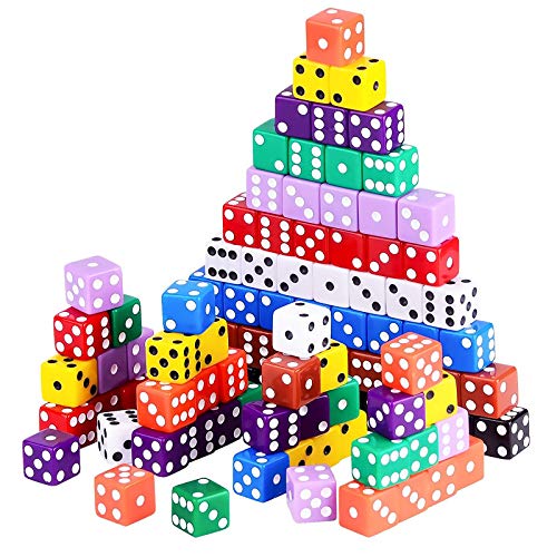 Austor 100 Pieces Game Dice Set 10 Colors Square Corner Dice With Storage Bag, Play Games Like Tenzi, Farkle, Yahtzee, Bunco Or Teaching Math #TOP3
