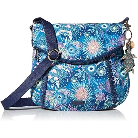 Sakroots Foldover Crossbody Bag in Eco-Twill with Adjustable Strap, Royal Blue Seascape Cover