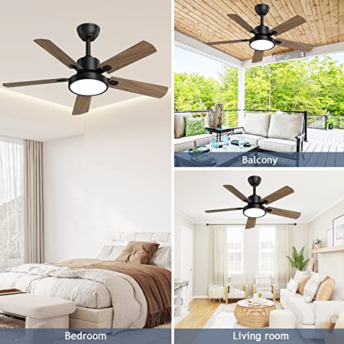 Clugoj Ceiling Fans With Lights And Remote,52-Inch Indoor/Outdoor Ceiling Fan For Patio Farmhouse Bedroom, Noiseless Dc Motor And Matte Black #TOP6