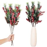🎄 HOCHWERTIGES MATERIAL -- Dieser künstliche Beeren- Tannenpick hergestellt aus umweltfreundlichen Kunststoffmaterialien und Beeren aus Schaumstoff. Robust und langlebig, frische natürliche Stiele sehen wunderschön aus, lebendig und lebensecht, sehr natürlich wirkend.