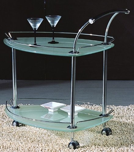 Chintaly Imports TEA-CART-B Triangular Glass Rolling Tea Cart Base - Chrome