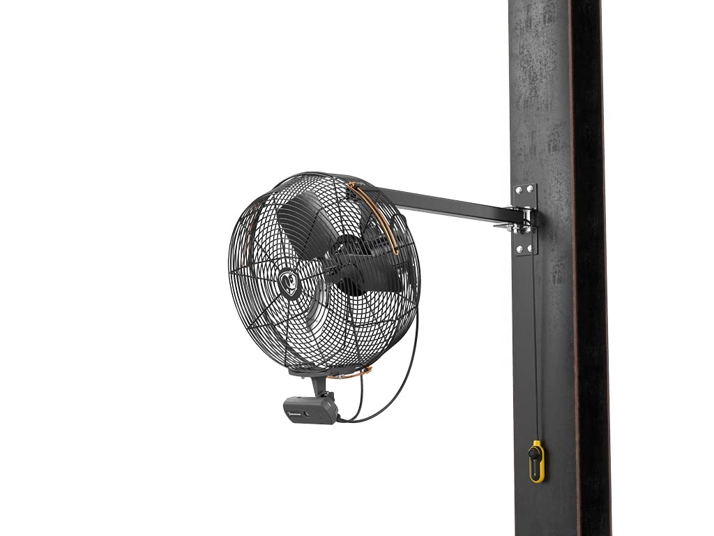 Big Ass Fans AirEye 20" Swivel Mount Fan – 120V Industrial Wall Fan, Variable Speed EC Motor, IPX5 Rated, Indoor/Outdoor Fan, Midnight Black