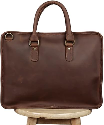 ZLVWB - Maletín de cuero genuino para hombre, bolsa de 14 pulgadas, bolso casual para hombre, bolsa de café, negocios, bolsa de hombro para oficina