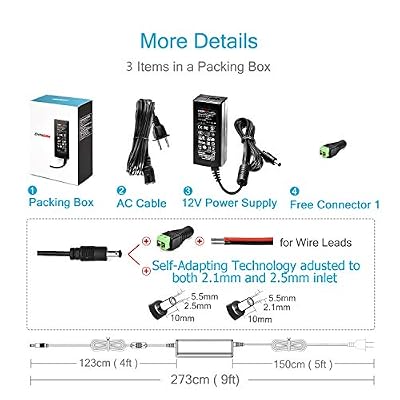 [UL Listed] Chanzon 12V 5A Power Supply 60W AC DC Switching Adapter 12 Volt 5 Amp AC/DC Wall Wart Converter Transformer, 100-240v 50 60HZ Input with 12vdc 5000ma Output