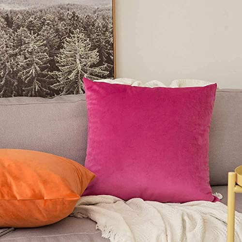 Image of Decorative Holland Velvet Cushion Square Pillow Covers Pillowcases for Sofa Bedroom with Invisible Zipper || (Baby Pink, Set of 5 Piece (16X16 Inches)