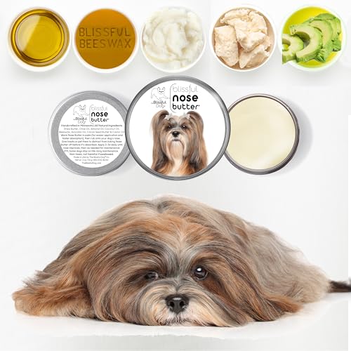 Image of The Blissful Dog Lhasa Apso Nose Butter for Dry, Cracked Skin, Lick-Safe Dog Nose Balm with Moisturizing Shea Butter, Almond, Olive, and Essential Oils, Pet Supplies, Uncented, 4 oz.