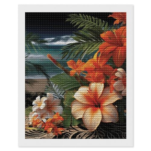 Peinture diamant fleurs tropicales 5D kit complet sans stress adulte débutant