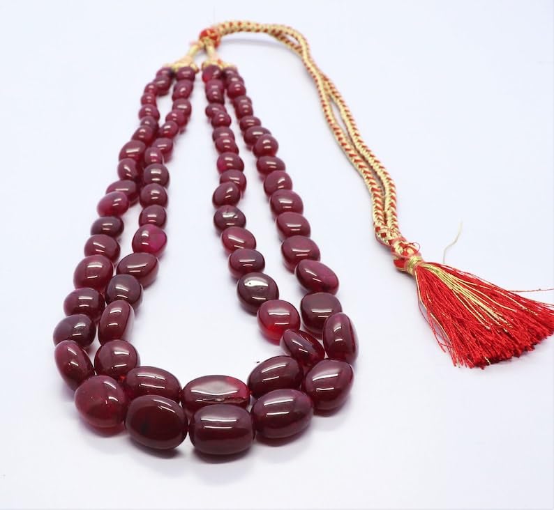 Perles ovales en quartz rubis naturel 7x10-10x14mm pour création de bijoux - 5
