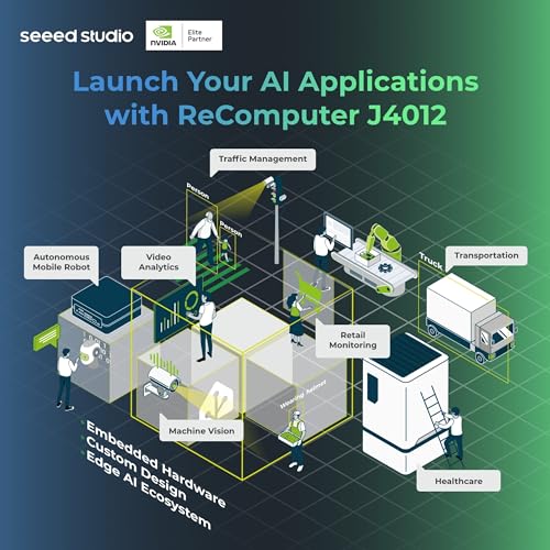 NVIDIA Jetson Orin NX 16 GB Edge AI Device - reComputer J4012, 4xUSB 3.2, M.2 Key E & Key M Slot, sistema Jetpack preinstallato con NVIDIA Jetpack su SSD NVMe da 128 GB - PC Desktop - Immagine 8